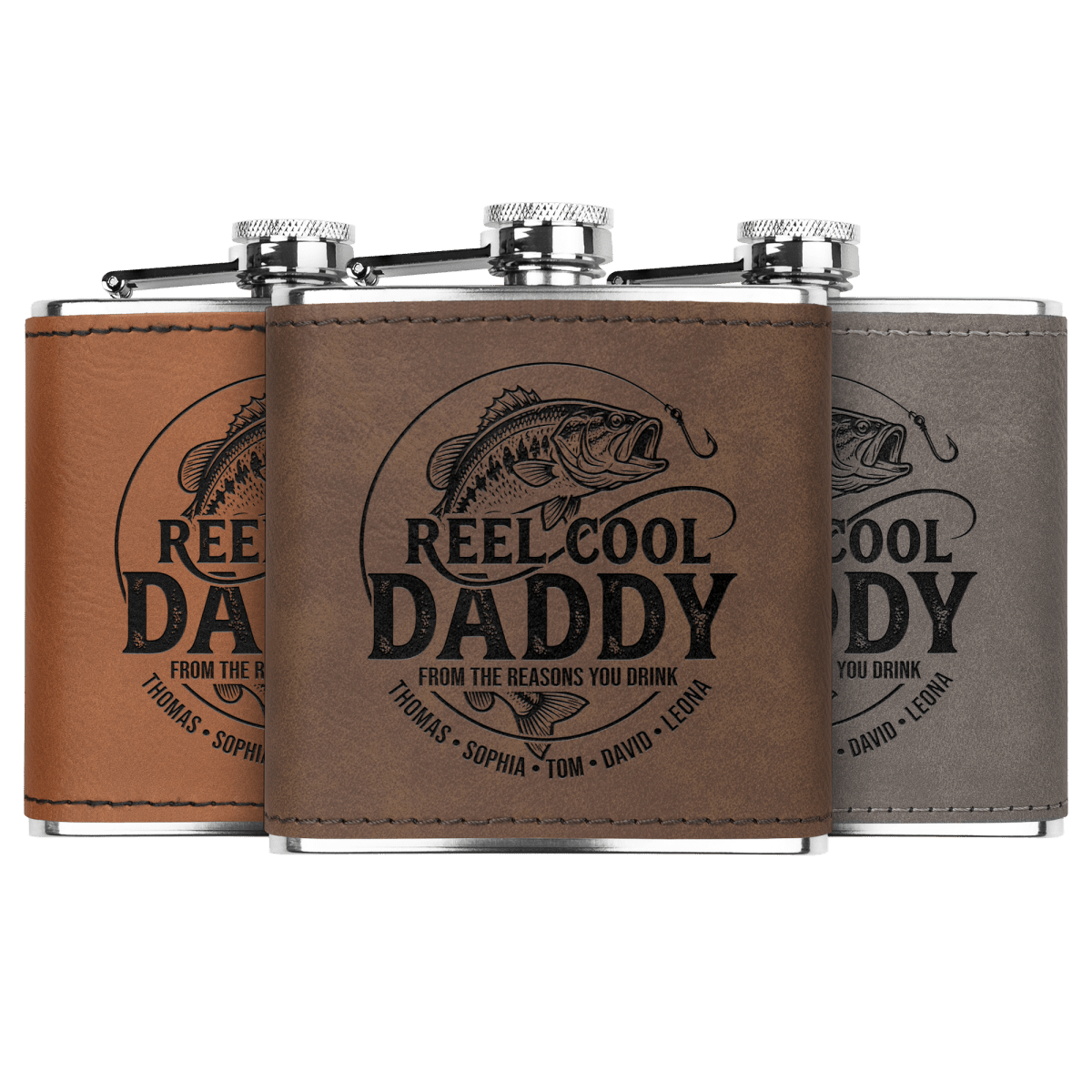 Personalized "Reel Cool Daddy" Fishing Flask - Sipengrave