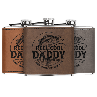 Personalized "Reel Cool Daddy" Fishing Flask - Sipengrave