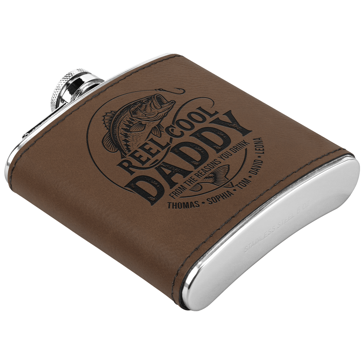 Personalized "Reel Cool Daddy" Fishing Flask - Sipengrave