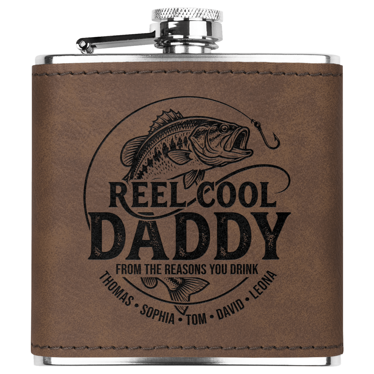 Personalized "Reel Cool Daddy" Fishing Flask - Sipengrave
