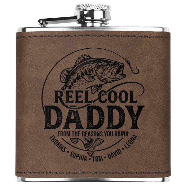 Personalized "Reel Cool Daddy" Fishing Flask - Sipengrave