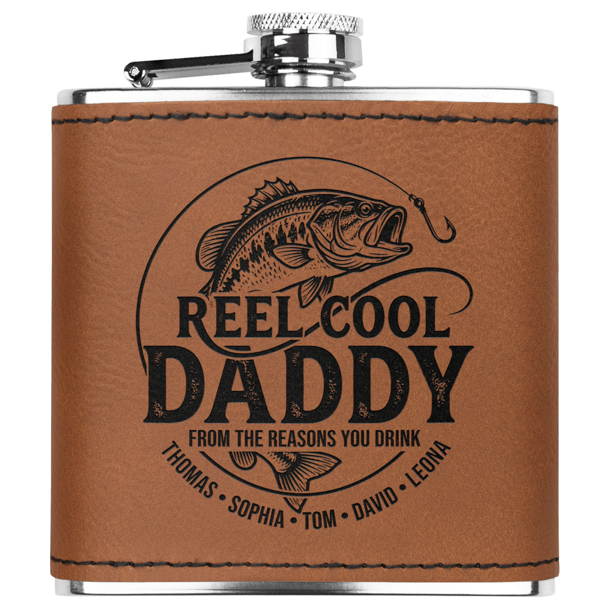 Personalized "Reel Cool Daddy" Fishing Flask - Sipengrave