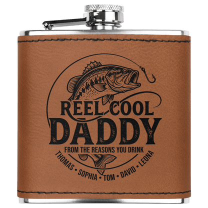 Personalized "Reel Cool Daddy" Fishing Flask - Sipengrave