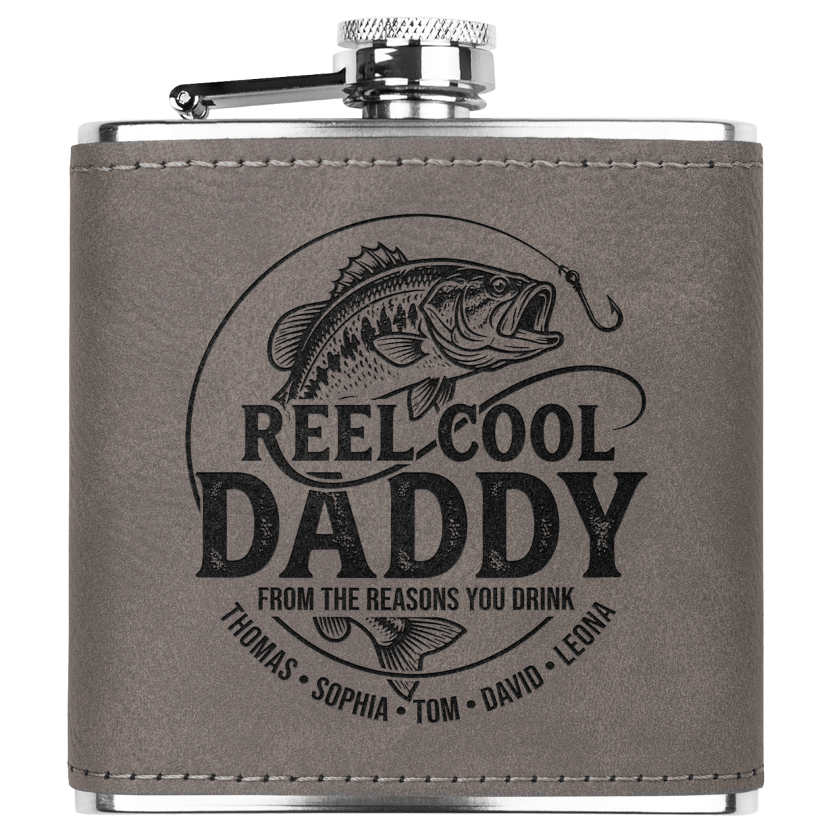 Personalized "Reel Cool Daddy" Fishing Flask - Sipengrave