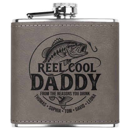 Personalized "Reel Cool Daddy" Fishing Flask - Sipengrave