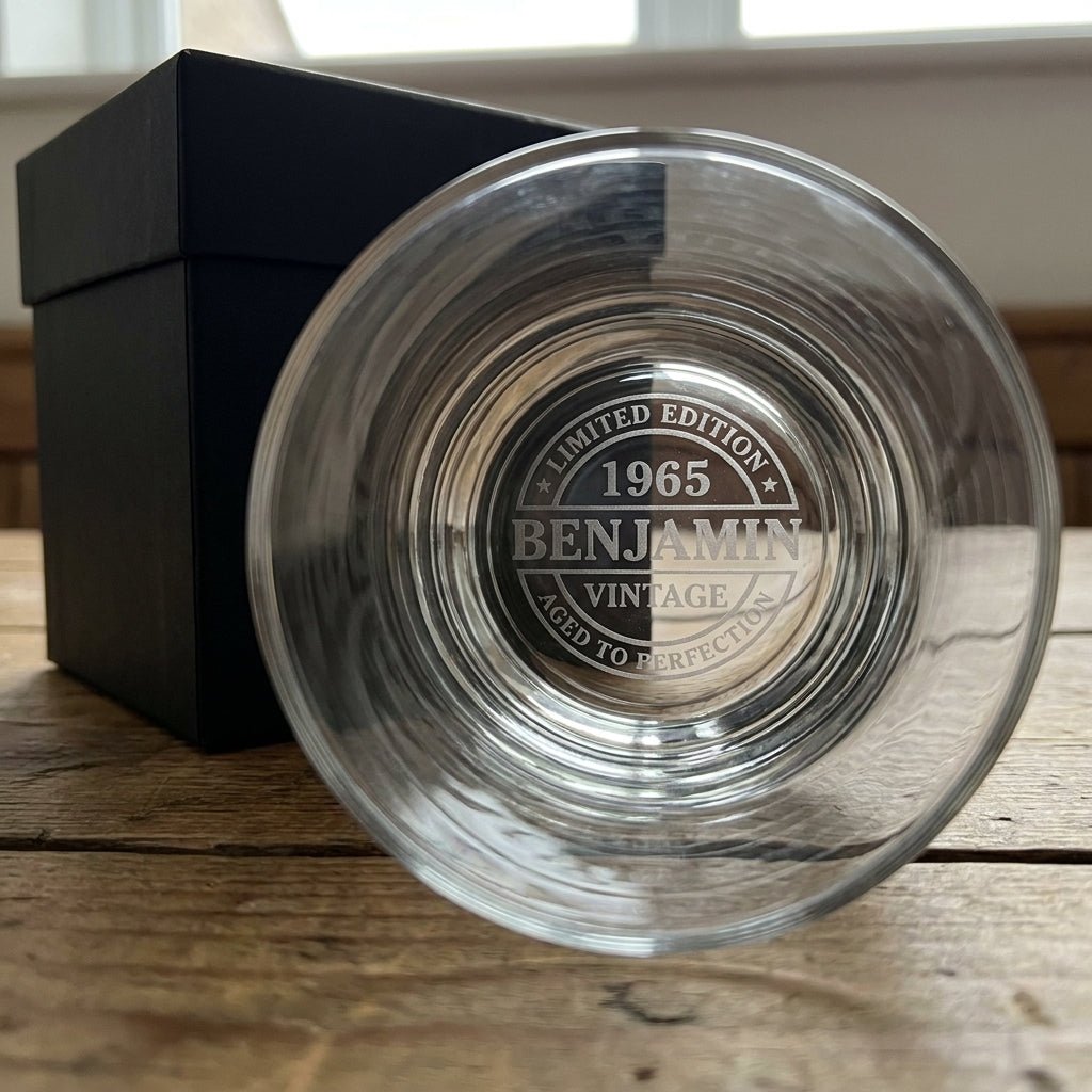 Personalized Whiskey Glass – Custom Engraved "Aged to Perfection" Birthday Gift - Sipengrave