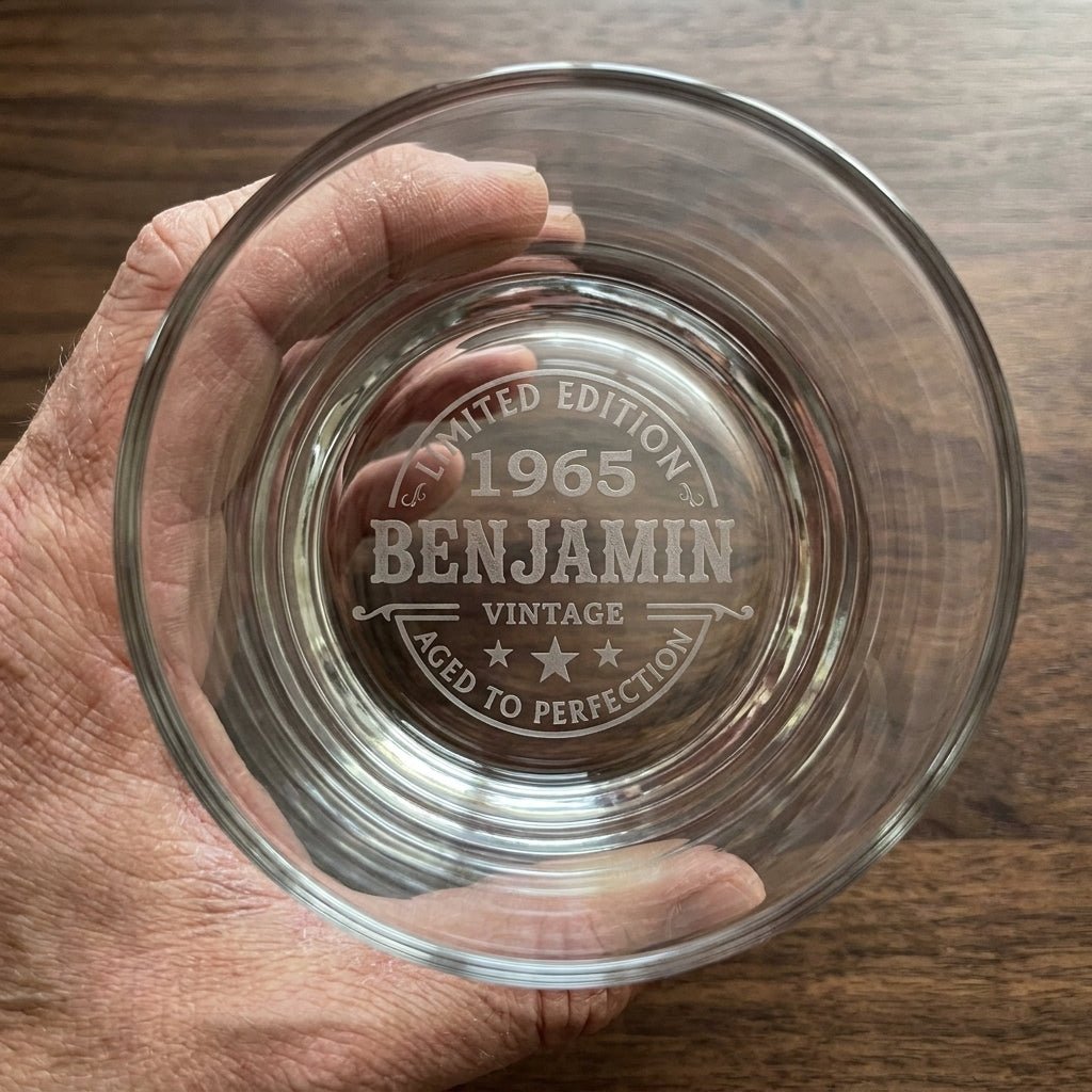 Personalized Whiskey Glass – Custom Engraved "Aged to Perfection" Birthday Gift - Sipengrave