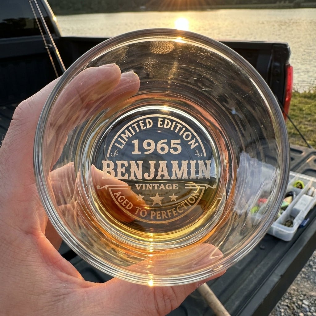 Personalized Whiskey Glass – Custom Engraved "Aged to Perfection" Birthday Gift - Sipengrave