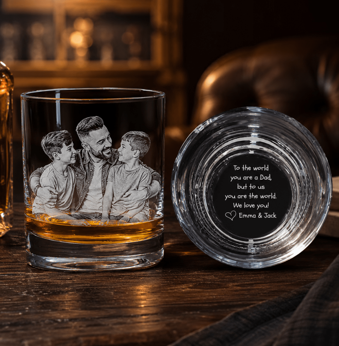 Personalized Whiskey Glass with Photo – Custom Engraved Gift for Men - Sipengrave