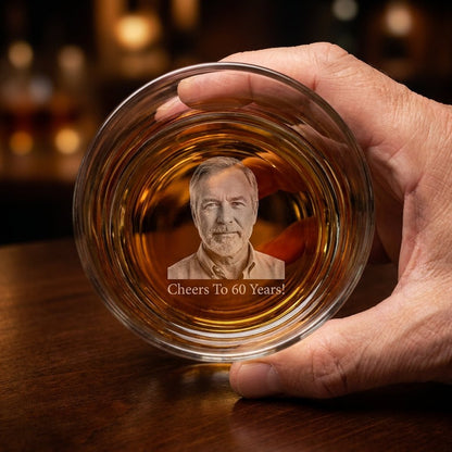 Personalized Whiskey Glass with Photo – Custom Engraved Gift for Men - Sipengrave