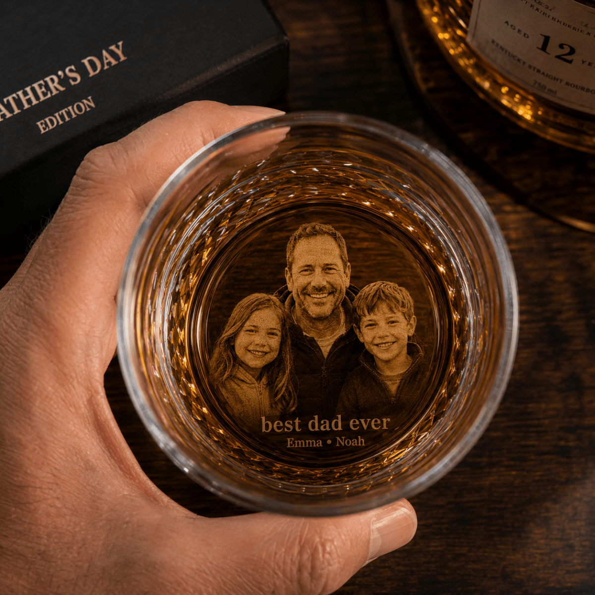 Personalized Whiskey Glass with Photo – Custom Engraved Gift for Men - Sipengrave