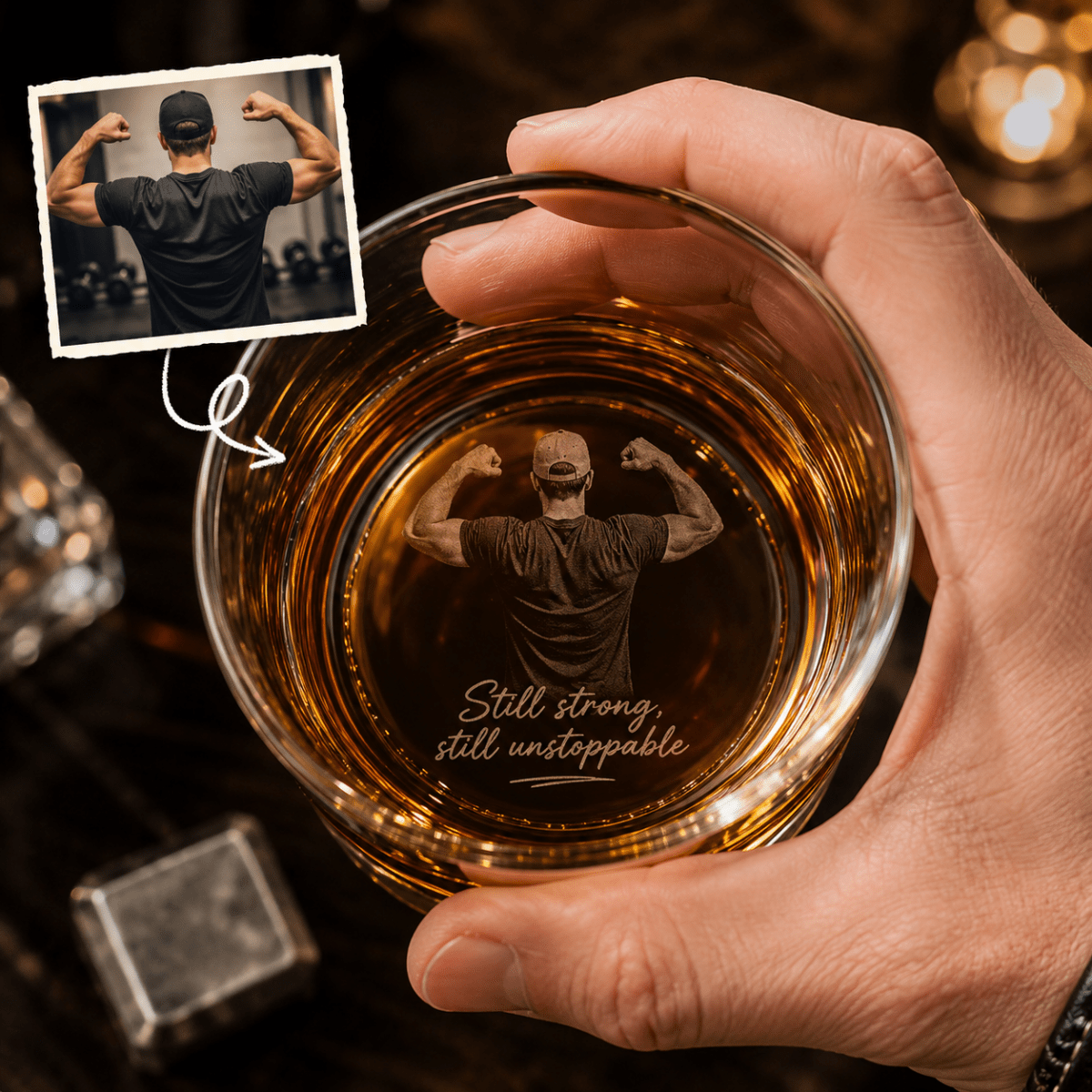 Personalized Whiskey Glass with Photo – Custom Engraved Gift for Men - Sipengrave