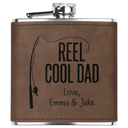 Reel Cool Dad - Engraved Stainless Steel Flask | Father's Day Gift - Sipengrave