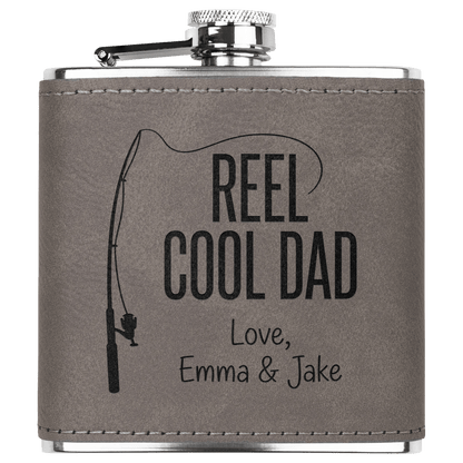 Reel Cool Dad - Engraved Stainless Steel Flask | Father's Day Gift - Sipengrave