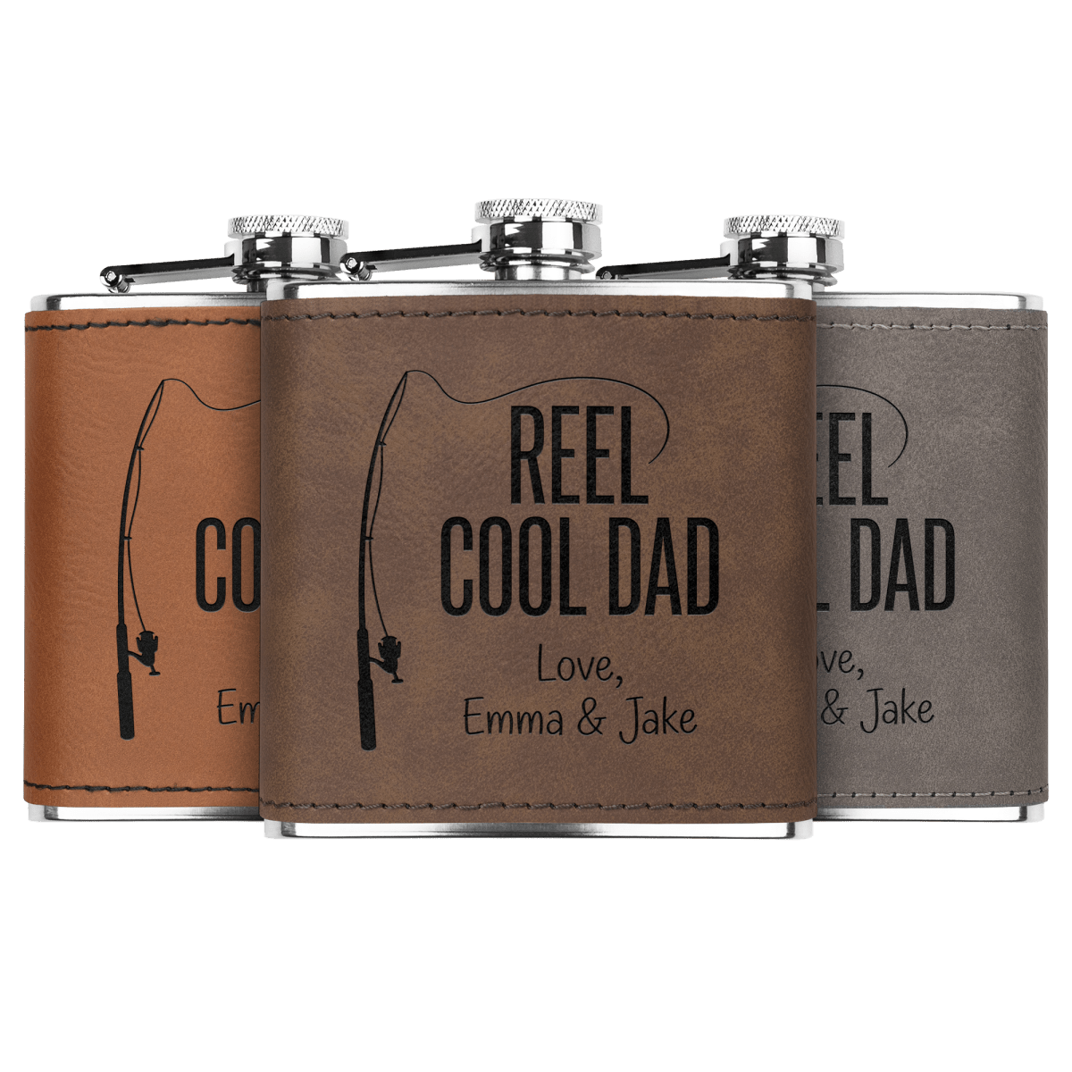 Reel Cool Dad - Engraved Stainless Steel Flask | Father's Day Gift - Sipengrave