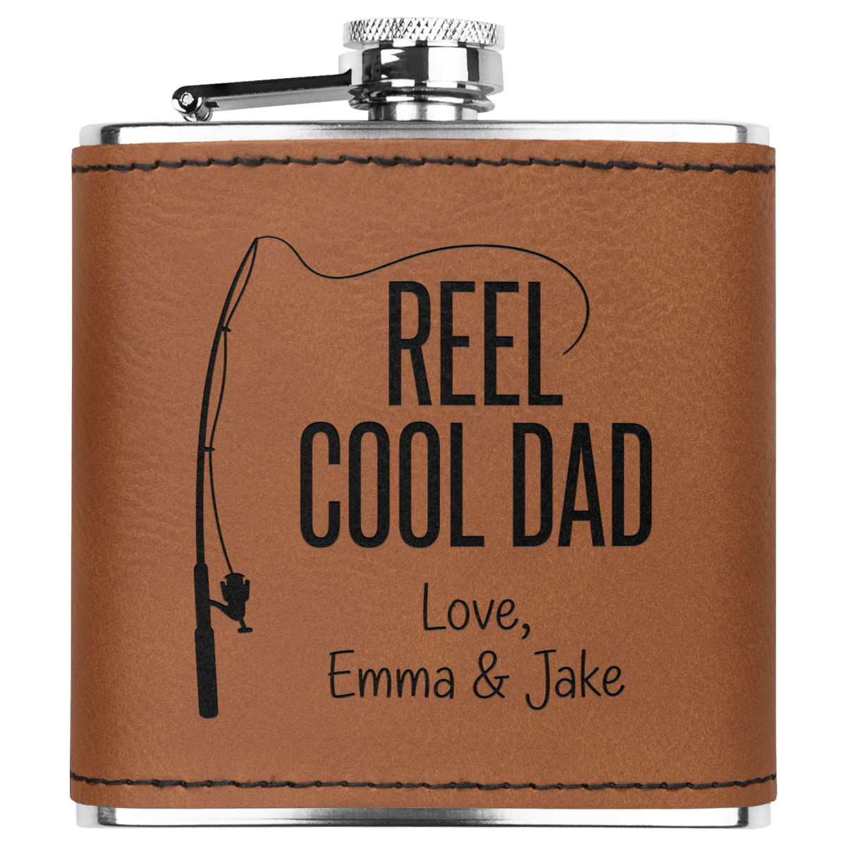 Reel Cool Dad - Engraved Stainless Steel Flask | Father's Day Gift - Sipengrave