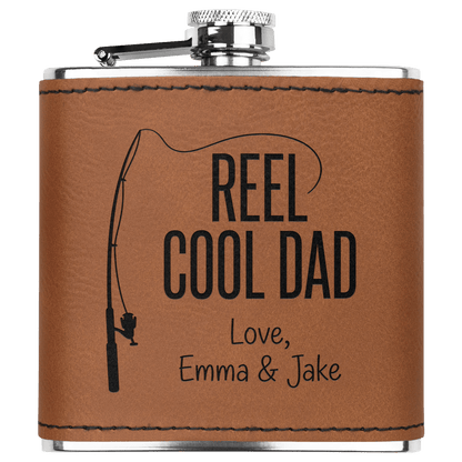 Reel Cool Dad - Engraved Stainless Steel Flask | Father's Day Gift - Sipengrave