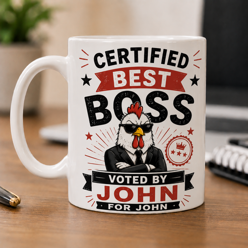 Personalized Boss Mug - "Certified Best Boss, Voted By Me, For Me" - Custom Name Funny Gift For Boss