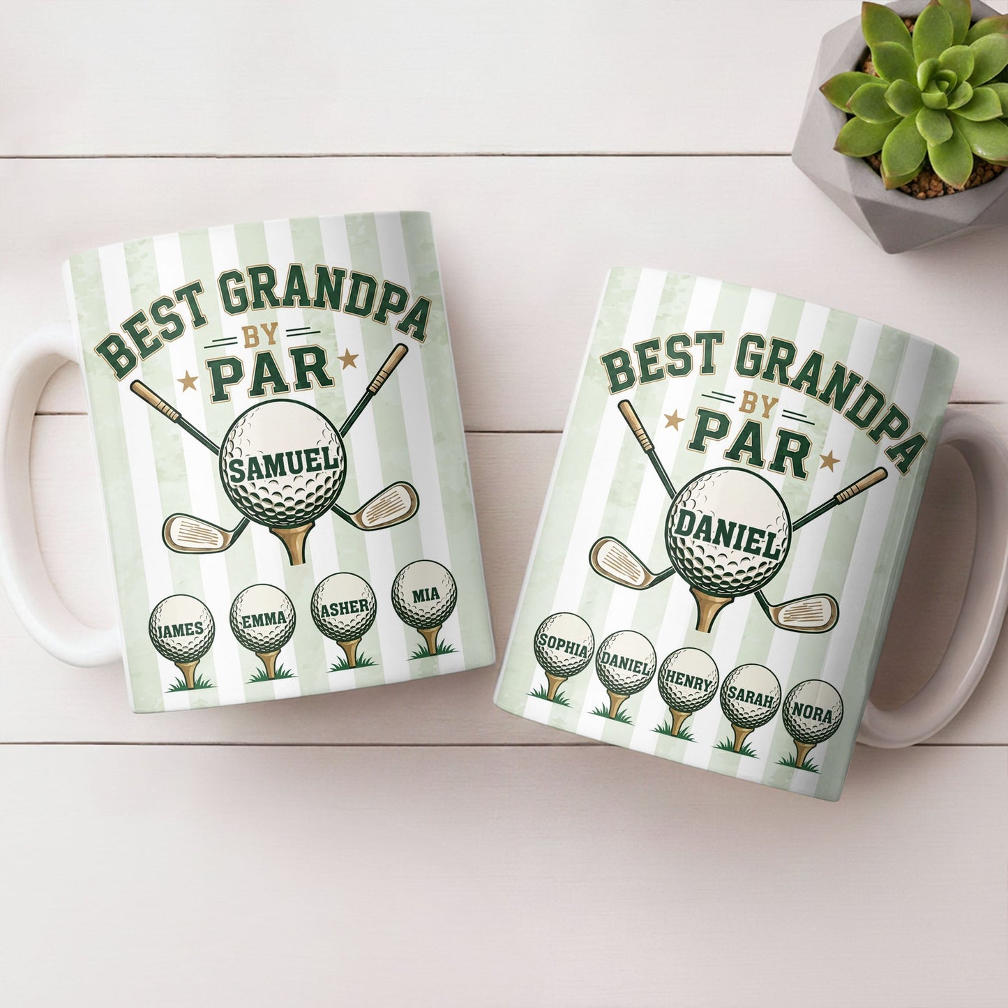 Personalized Sipengrave golf mug for grandpa with “Best Grandpa by Par” design and custom name, ideal for golf-loving grandfathers.