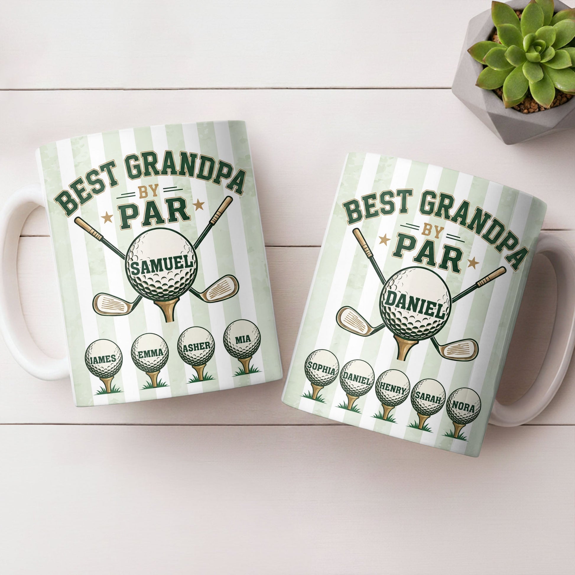 Personalized Sipengrave golf mug for grandpa with “Best Grandpa by Par” design and custom name, ideal for golf-loving grandfathers.