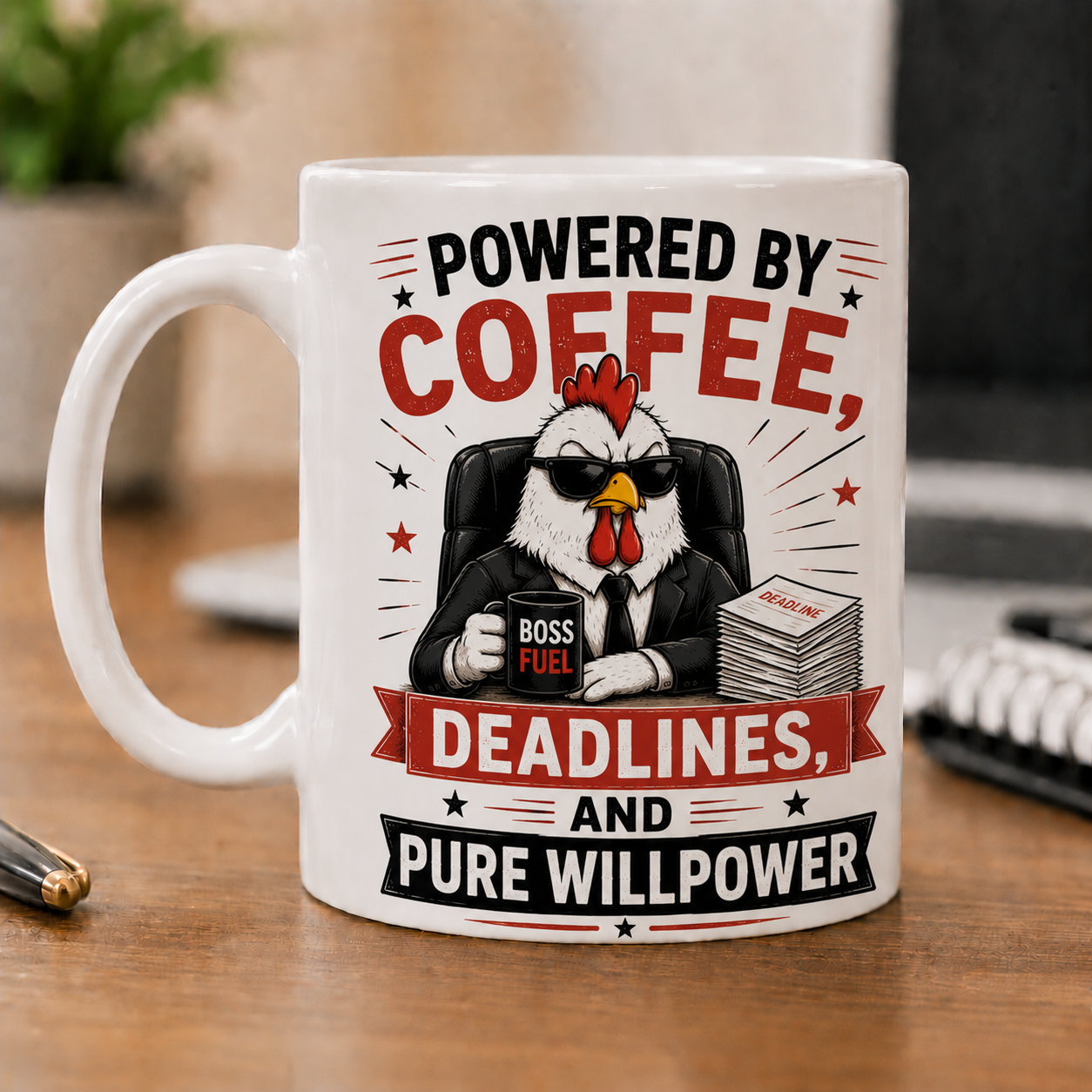 Funny coffee boss mug by Sipengrave