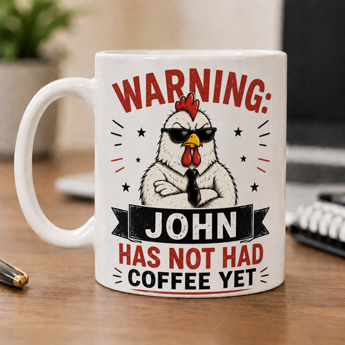 Personalized Boss Mug - "Warning: [Name] Has Not Had Coffee Yet" - Custom Name Funny Gift For Boss
