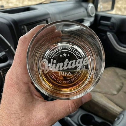 Vintage 1966 Aged to Perfection - 60th Birthday Whiskey Glass - Sipengrave