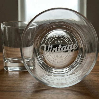Vintage 1966 Aged to Perfection - 60th Birthday Whiskey Glass - Sipengrave