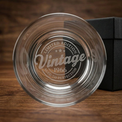 Vintage 1966 Aged to Perfection - 60th Birthday Whiskey Glass - Sipengrave