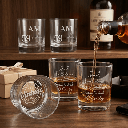 Vintage 1966 Aged to Perfection - 60th Birthday Whiskey Glass - Sipengrave