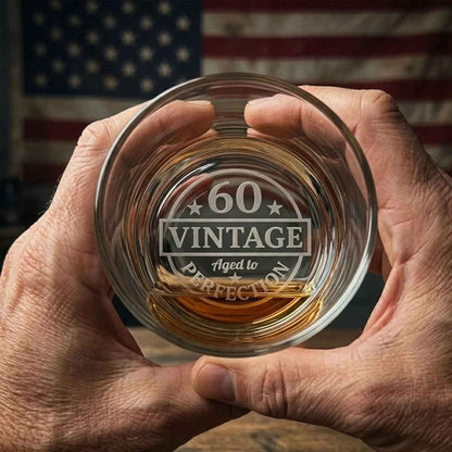 Vintage 1966 Bottom Engraved 60th Birthday Whiskey Glass for Him - Sipengrave