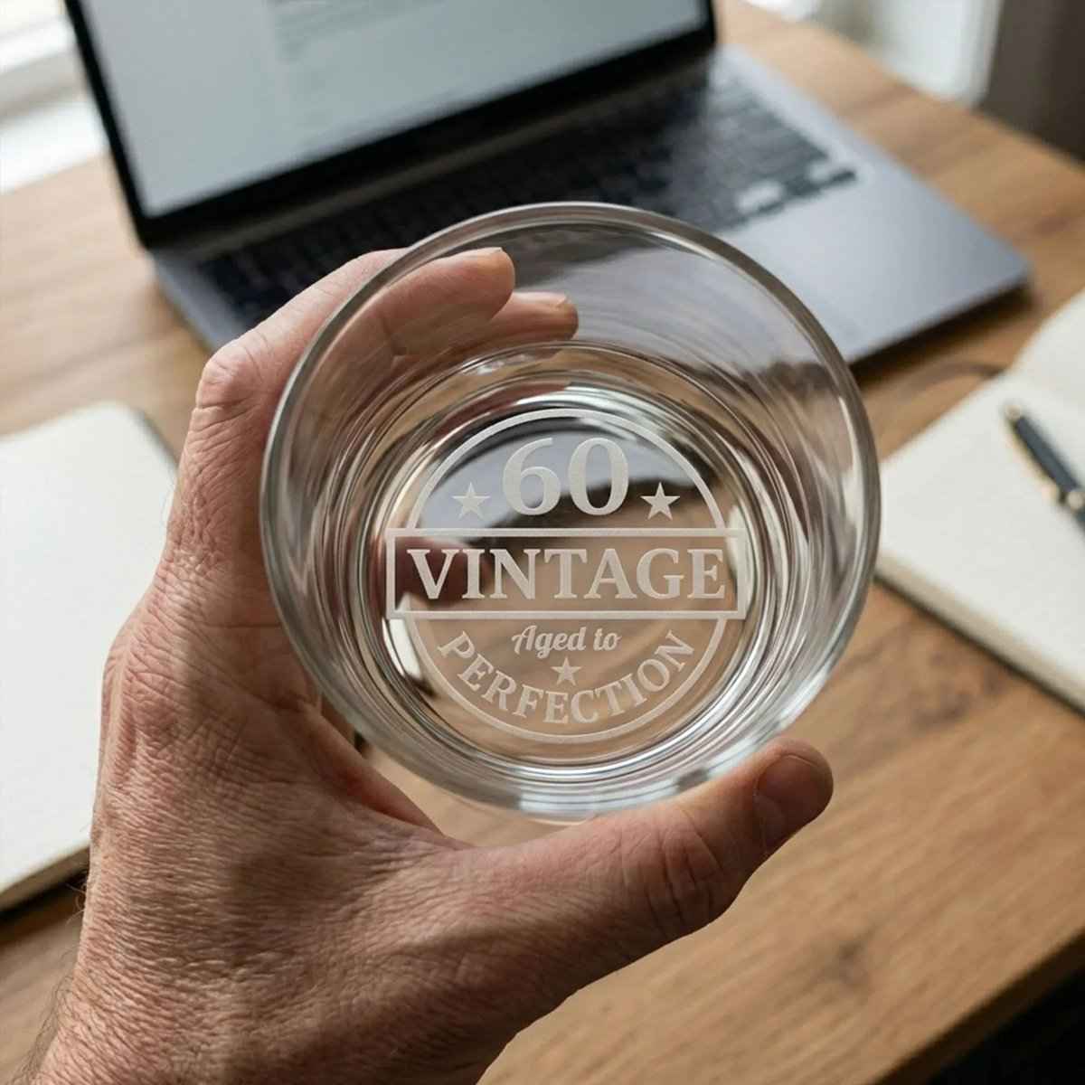 Vintage 1966 Bottom Engraved 60th Birthday Whiskey Glass for Him - Sipengrave