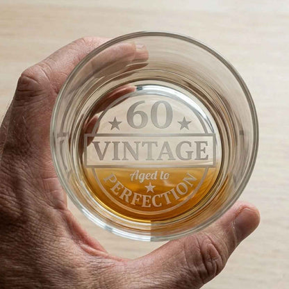 Vintage 1966 Bottom Engraved 60th Birthday Whiskey Glass for Him - Sipengrave