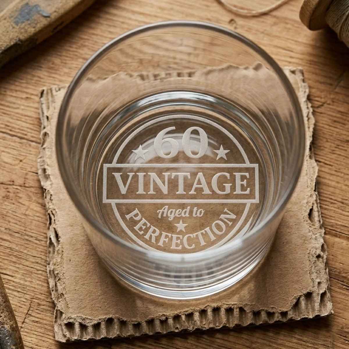 Vintage 1966 Bottom Engraved 60th Birthday Whiskey Glass for Him - Sipengrave