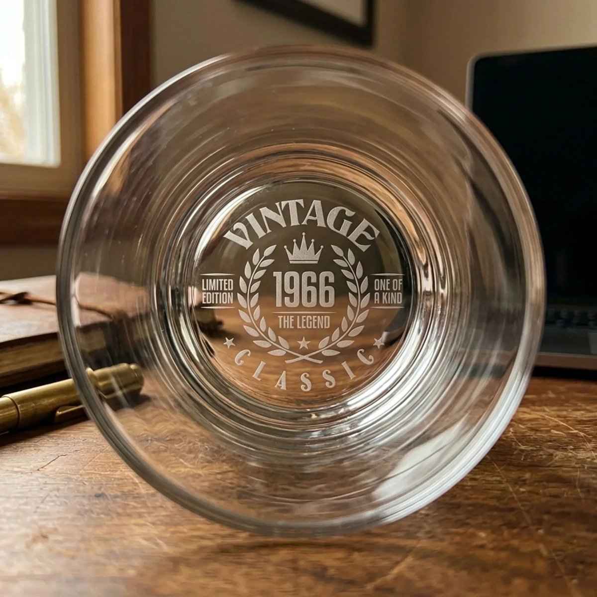 Vintage 1966 Engraved Whiskey Glass - 60th Birthday Whiskey Gift for Men - Sipengrave
