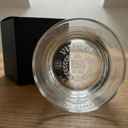 Vintage 1966 Engraved Whiskey Glass - 60th Birthday Whiskey Gift for Men - Sipengrave