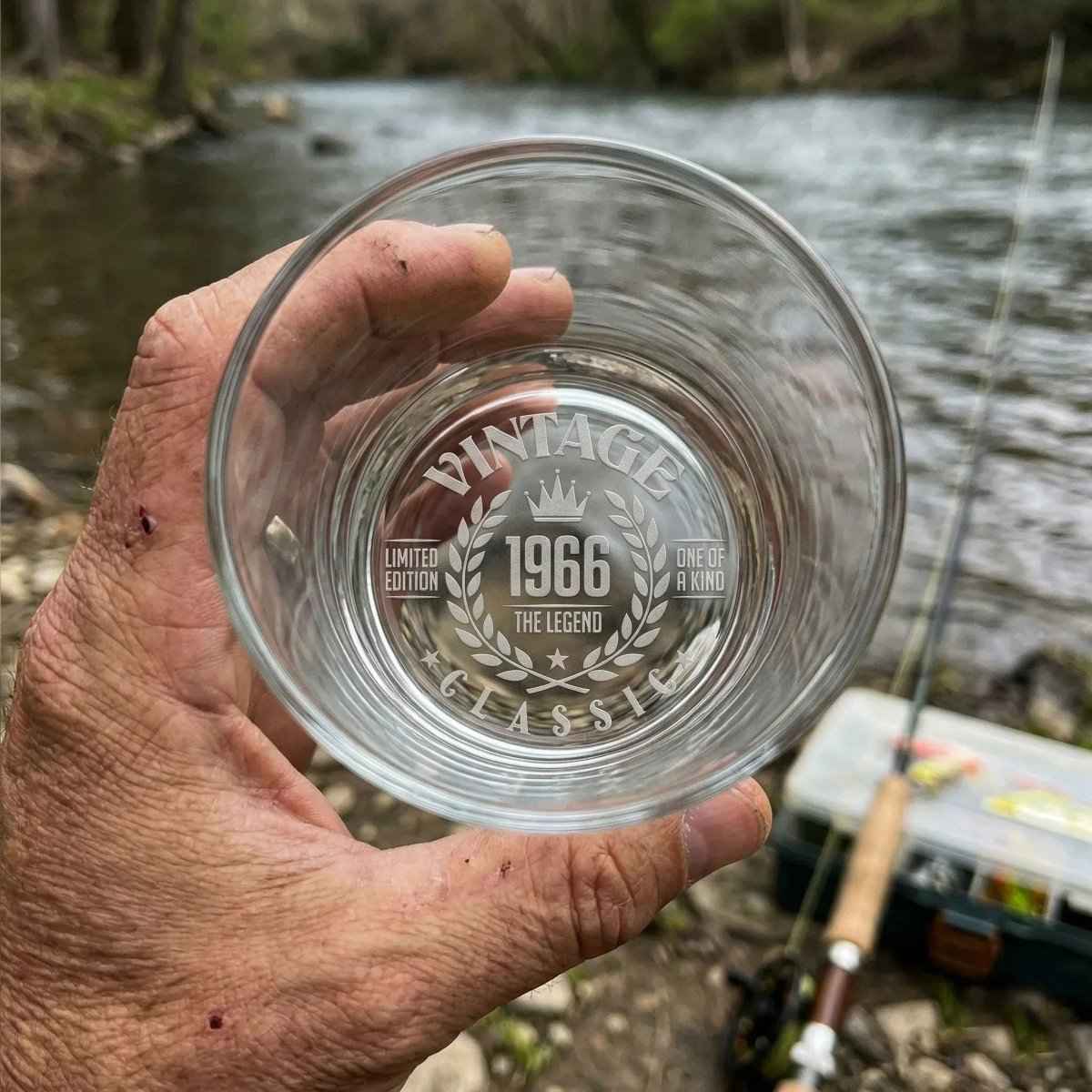 Vintage 1966 Engraved Whiskey Glass - 60th Birthday Whiskey Gift for Men - Sipengrave