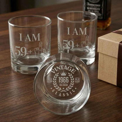 Vintage 1966 Engraved Whiskey Glass - 60th Birthday Whiskey Gift for Men - Sipengrave