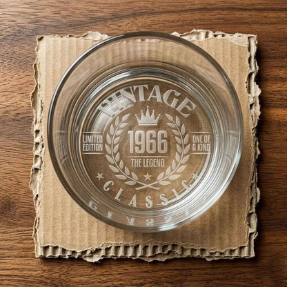 Vintage 1966 Engraved Whiskey Glass - 60th Birthday Whiskey Gift for Men - Sipengrave